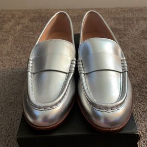 Brand new JCrew metallic penny loafers.
